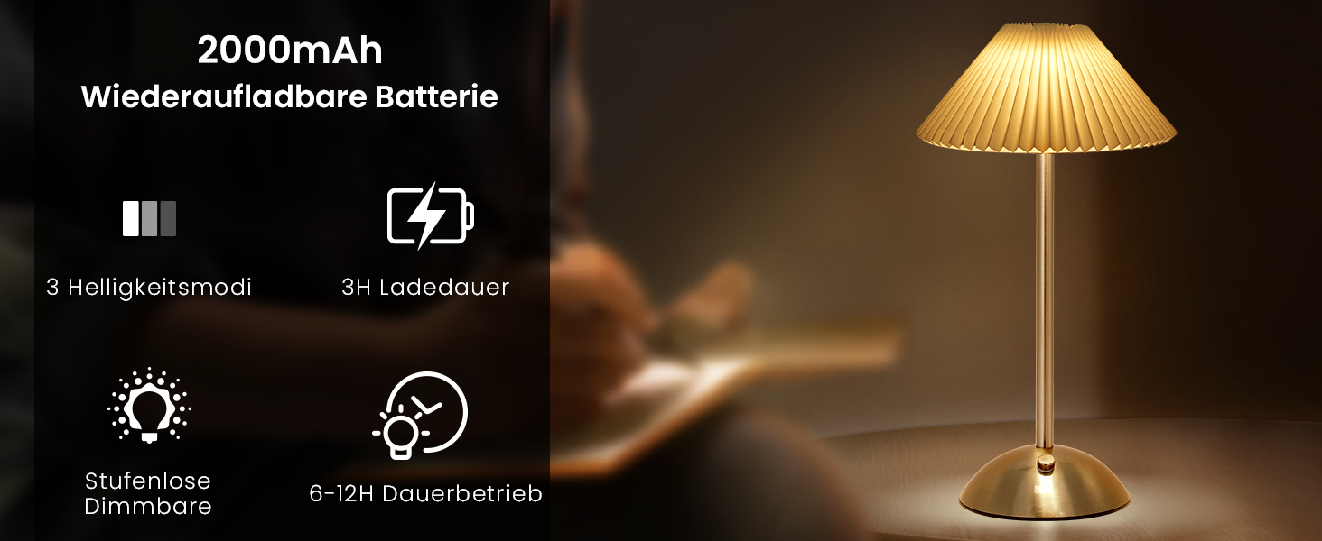 Світлодіодна настільна лампа Starnearby бездротова, з сенсорним димером, акумуляторна, 3 режими світла, вінтажний дизайн, металева, для спальні, офісу, тумбочки (Бежева + Коричнева основа)