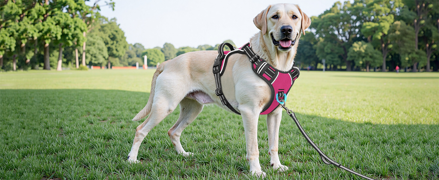 Шлейка для собак HEELE з регулюванням натягу, світловідбиваючі елементи, м'яка ручка, контроль, 2 металеві кільця, для малих, середніх та великих собак, Aree, Зелений, C-Aree Grün (XS, Uni-Pink)
