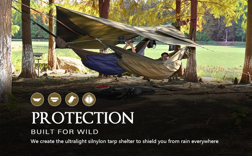 Onewind Преміум захист для гамаку Underquilt, чохол для одинарного та подвійного гамаку, міцна захисна накидка Double Skin для зимового кемпінгу, туризму та подорожей, колір OD Green (камуфляж)