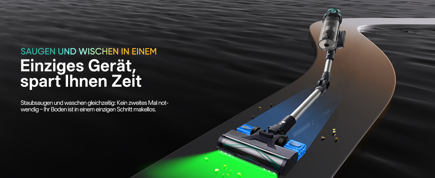 Бездротовий пилосос Vexilar V15Max з функцією миття підлоги, 60KPa/600W/60хв, гнучкий шланг, док-станція, GreenEye, насадка для твердих підлог та шерсті тварин, об'єм 1,5л, для килимів та шерсті тварин, колір: блакитний