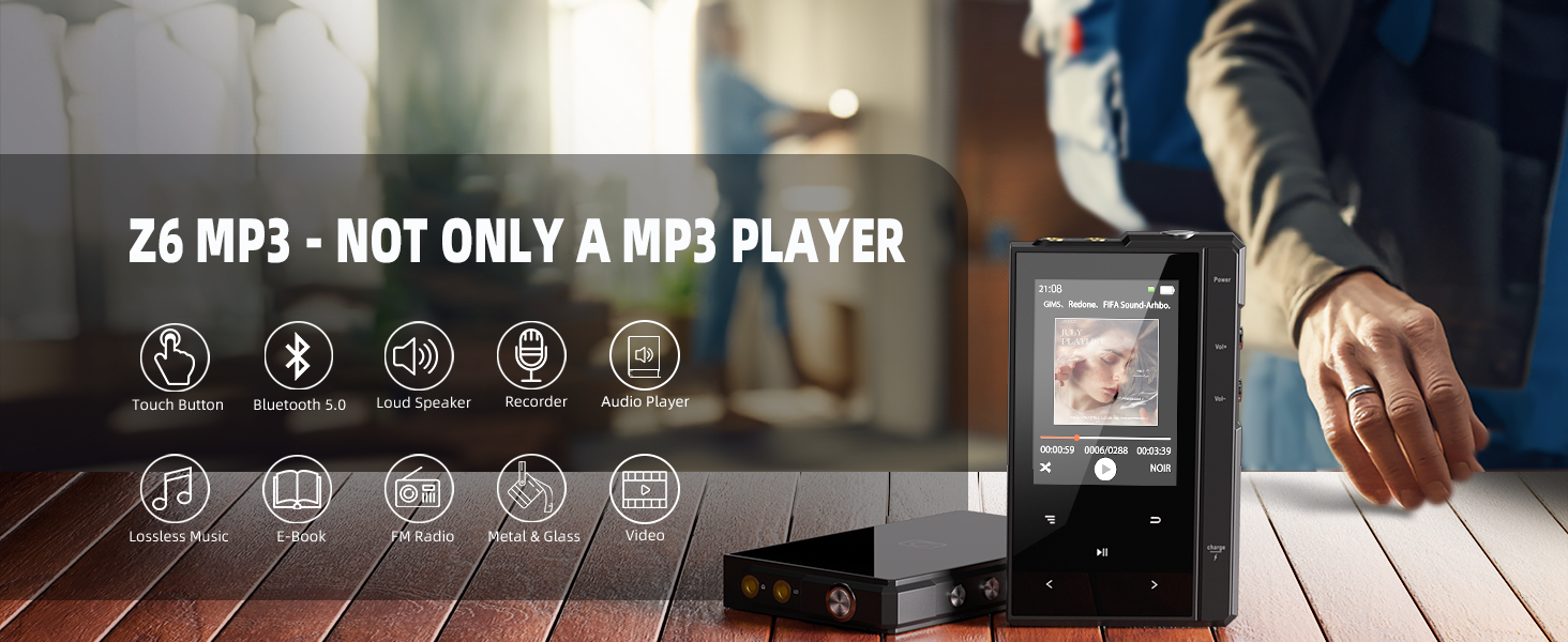 MP3-плеєр Phinitec Z6 з Bluetooth 5.0, металевим корпусом та IPS-дисплеєм 2.4