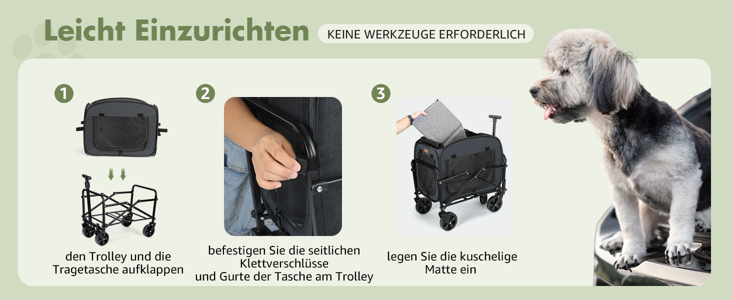Транспортер для собак на колесах, велика візок для собак та котів до 18 кг (Чорний, Сірий)