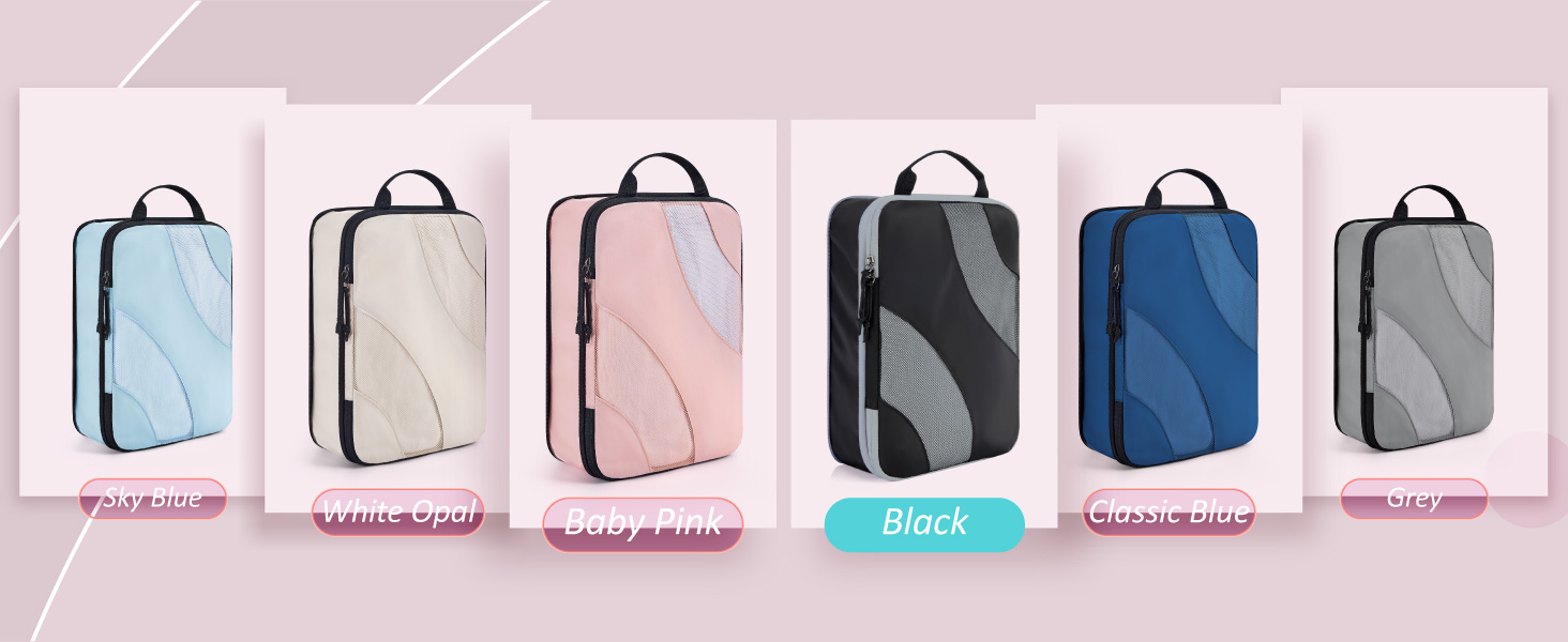 Органайзери для валізи BAGSMART компресійні, набір 6 шт., чорні - ідеальний органайзер для подорожей та ручної поклажі