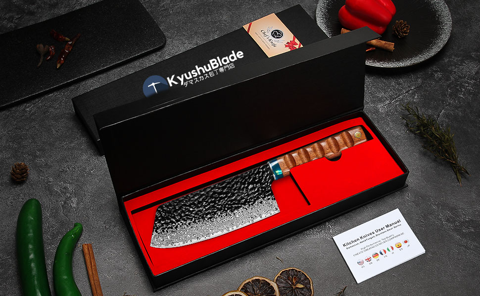 Кухонний ніж Kyushublade Nariki 18,5 см: професійний шеф-ніж з 67 шарів дамаської сталі з ергономічною ручкою
