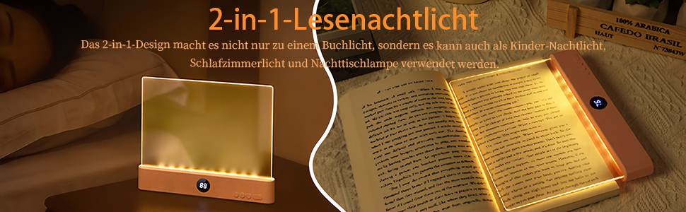 Світлодіодна плоска лампа для читання книг HOTUT Lightwedge, портативна LED-підсвітка сторінок для ліжка з захистом очей, рожева