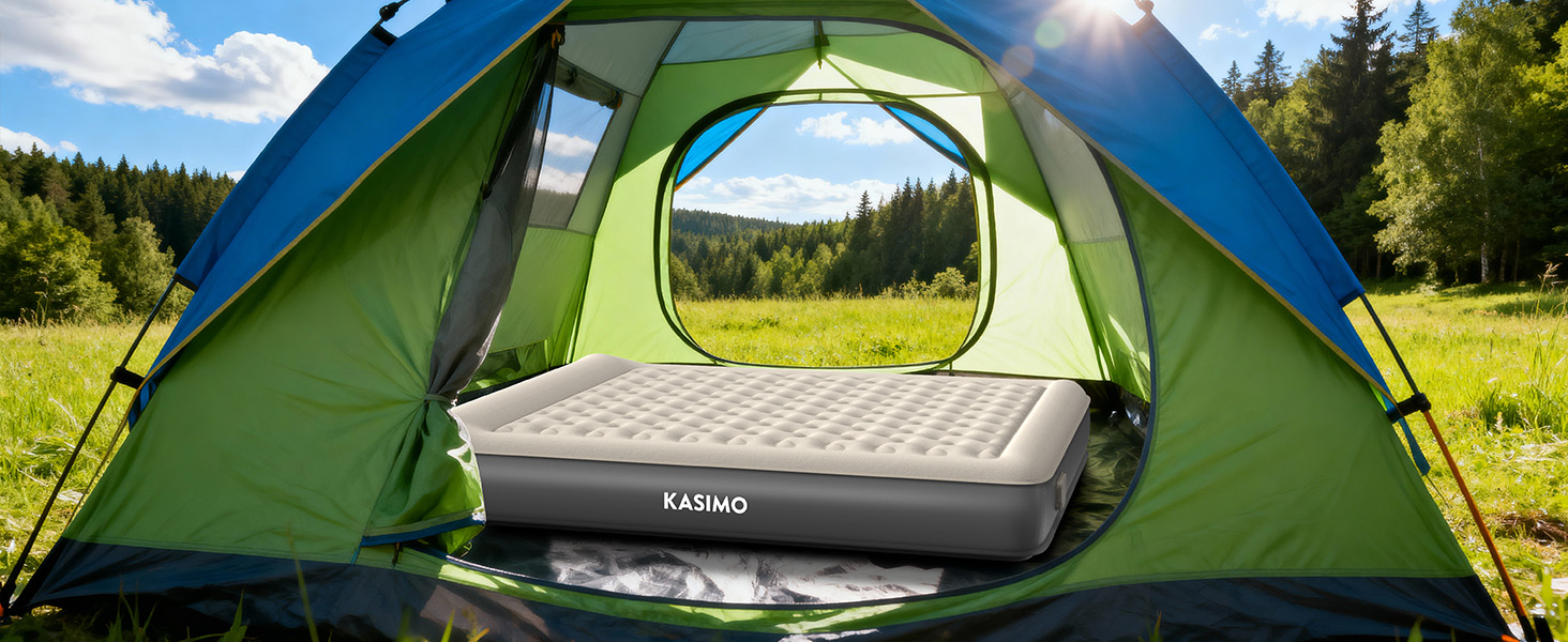 Матрац надувний KASIMO TPU самонадувний 1-місний з електричним насосом та подушкою, 190x90x22 см для дому та кемпінгу