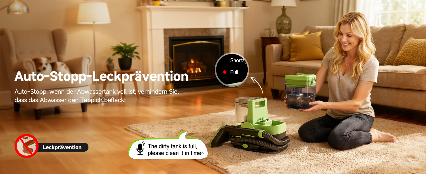 Пылесос для мытья с паром AAOBOSI, 17KPa, для ковров и обивки, с голосовым оповещением, самоочистка, 4 насадки, 1800W, зеленый - для диванів, авто, килимів та сходи