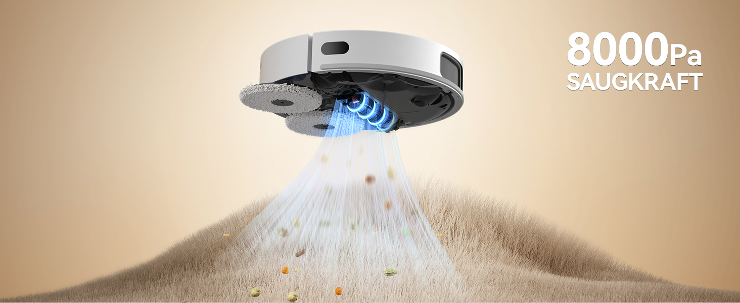 Робот-пилосос JONR T5 Pro з функцією миття, 8150Pa, сушка гарячим повітрям, антизаплутувальні щітки, уникнення перешкод, LiDAR-навігація, док-станція All-in-One