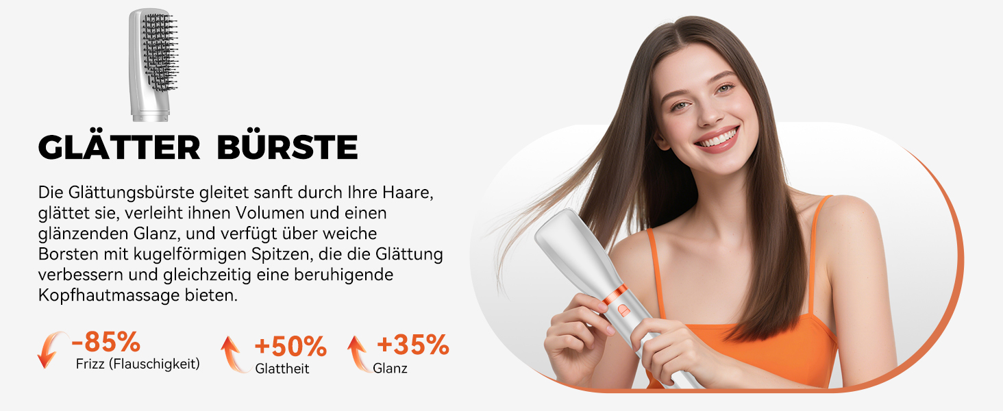 Air Styler Hair Stylers Airbrush 5-в-1: Мультистайлер, фен-щітка для об'єму, локонів, випрямлення та сушіння волосся (800 Вт, помаранчевий)