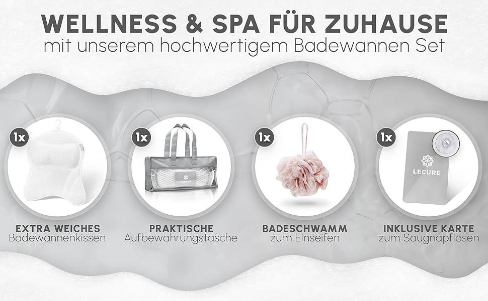 Подушка для ванни з губкою [в комплекті] - Дихаюча подушка для ванни для шиї та спини з ергономічною формою - Якісна подушка для розслаблення