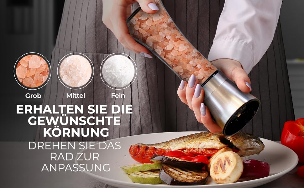 Набір меланець для солі та перцю HOME EC - 2 шт. з регулюванням, з воронкою, з інструкцією, 7 дюймів, прозоре скло