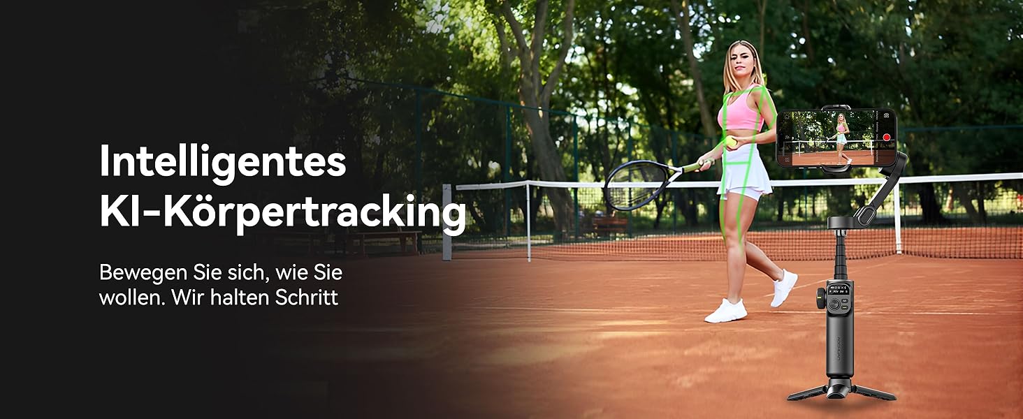 Стабілізатор для смартфона AOCHUAN X2: 3-осьовий гімбал з OLED-дисплеєм та 7.8-дюймовою штангою, чорний