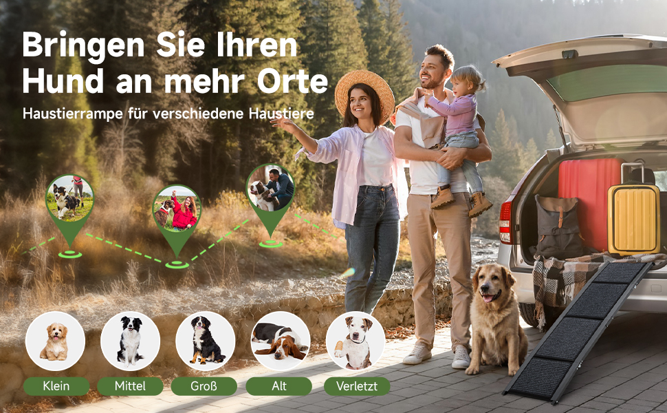 Рампа для собак Fellie - складана, для великих, середніх та малих собак, до 100 кг, 170 см