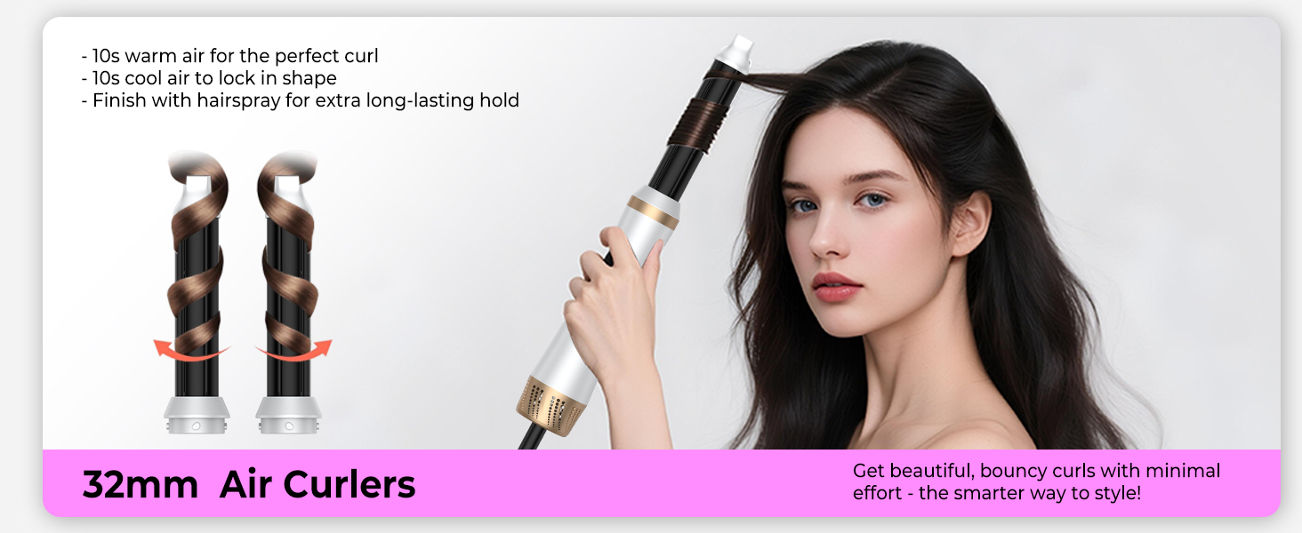 Мультистайлер для волосся 5 в 1 з термощіткою, фен-щіткою, круглою щіткою, плойкою та випрямлячем. Потужність 1000 Вт, 3 температурні режими. Ідеально для об'єму, випрямлення, локонів та сушіння. Білий (білий, рожевий)