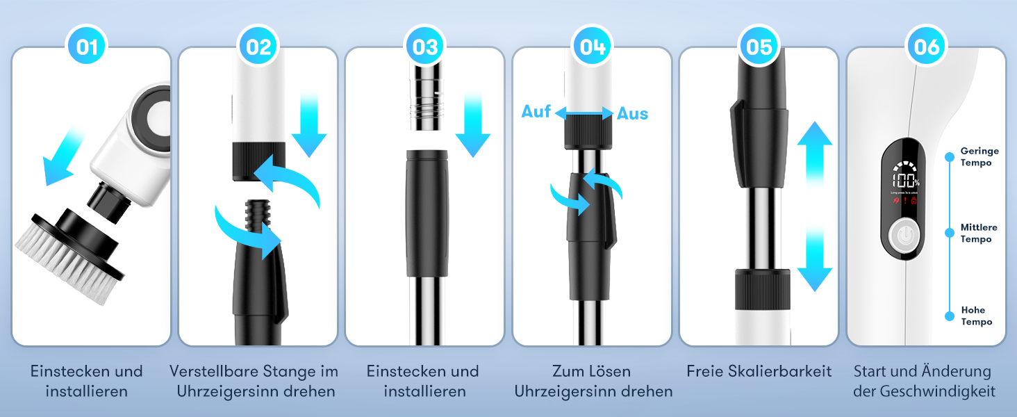 Електрична щітка для прибирання CB18 Uythumidid: 7 насадок, 3 швидкості, LED дисплей для ванної, кухні, авто, підлоги