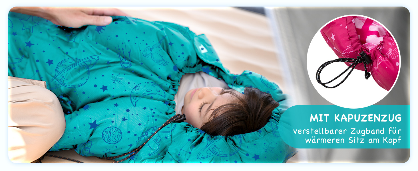 KingCamp Kids Sleeping Bag - Winter Warmth, 3-4 Season Comfort for Camping & Trekking - 170x70cm, 7°C Rating, Adjustable Length