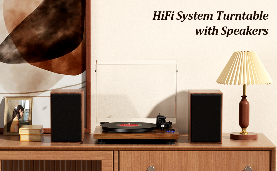 Програвач вінілу HiFi Bluetooth USB з колонками, стереосистема Dual, дерев'яний корпус, регульоване противага, картридж магнітного типу, RCA вихід