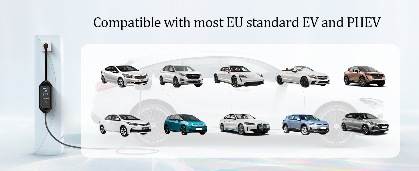 Кабель зарядного пристрою для електромобіля 8м, 3.6 кВт, Schuko, регульований струм 6/8/10/13/16A, з сумкою, IEC 62196-2