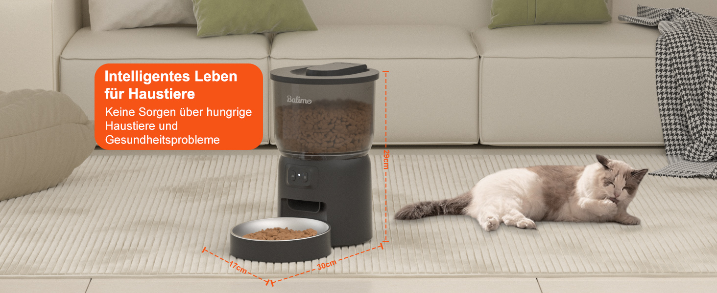 Автоматичний кормушка для котів Balimo 3L з Wi-Fi, програмування, для собак та котів, чорний