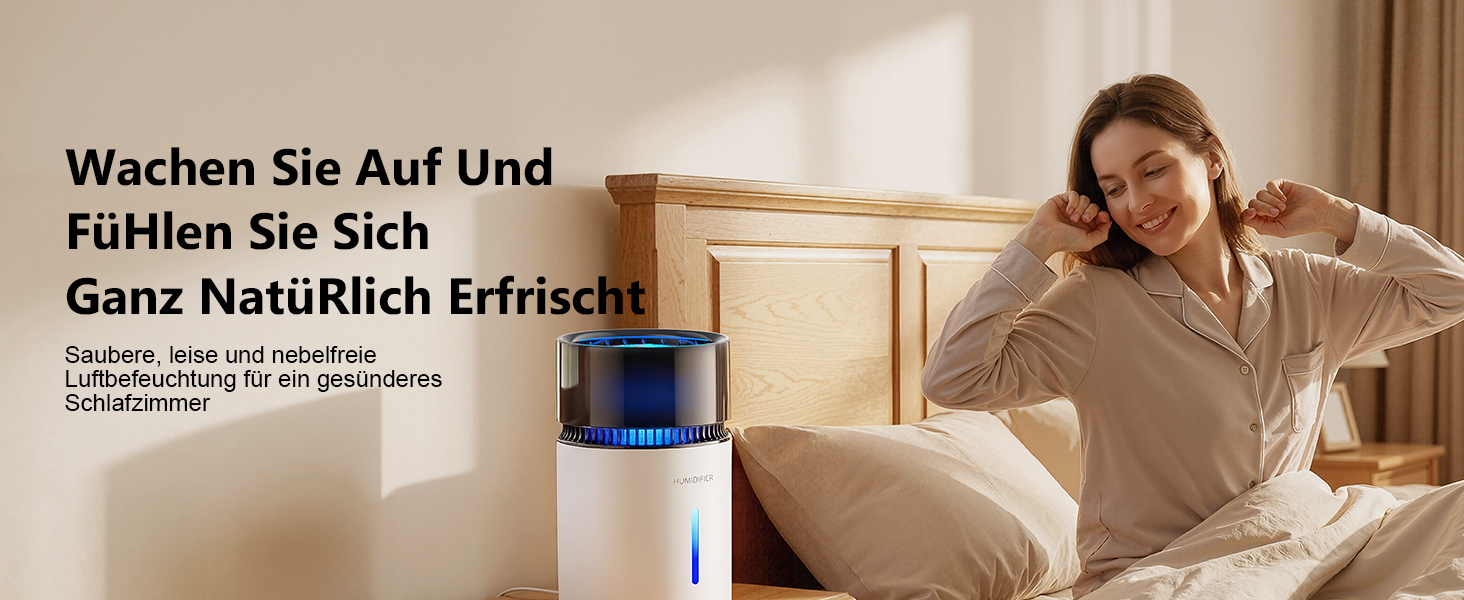Зволожувач повітря 3L з верхнім заповненням, фільтром, для спальні, до 35 годин, таймер, автовимкнення, тихий (19dB), 5 режимів туману, смарт-зволожувач для спальні, дитячої кімнати, рослин, білий