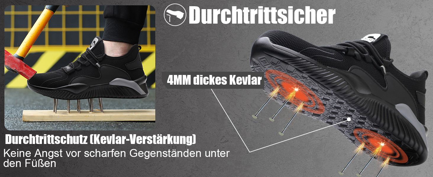 Робочі черевики / захисні черевики для чоловіків та жінок. Легкі, з металевим підноском, дихаючі, неслизькі, спортивного стилю, чорного та сірого кольорів, розміри 36-46 EU.