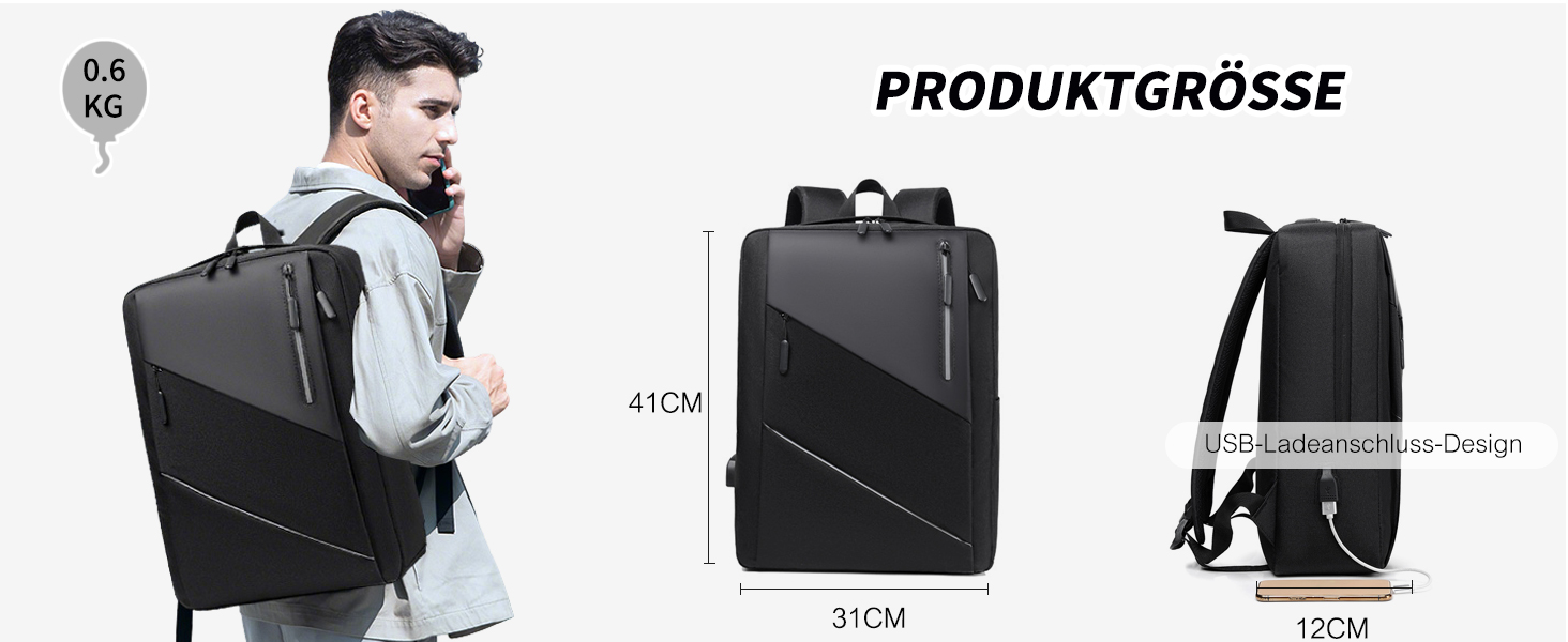 Рюкзак для ноутбука FANDARE: чоловічий/жіночий, для роботи, подорожей, навчання. USB-порт, багатоколірний, для бізнесу, роботи, відпочинку, активного відпочинку.