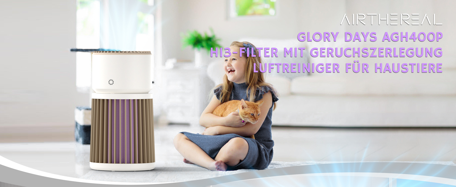 Повітряочищувач та зволожувач Airthereal 2-в-1 (AGH400) для площі до 125 м², 3-ступенева фільтрація, датчик якості повітря, нічний режим, автоматичне зволоження