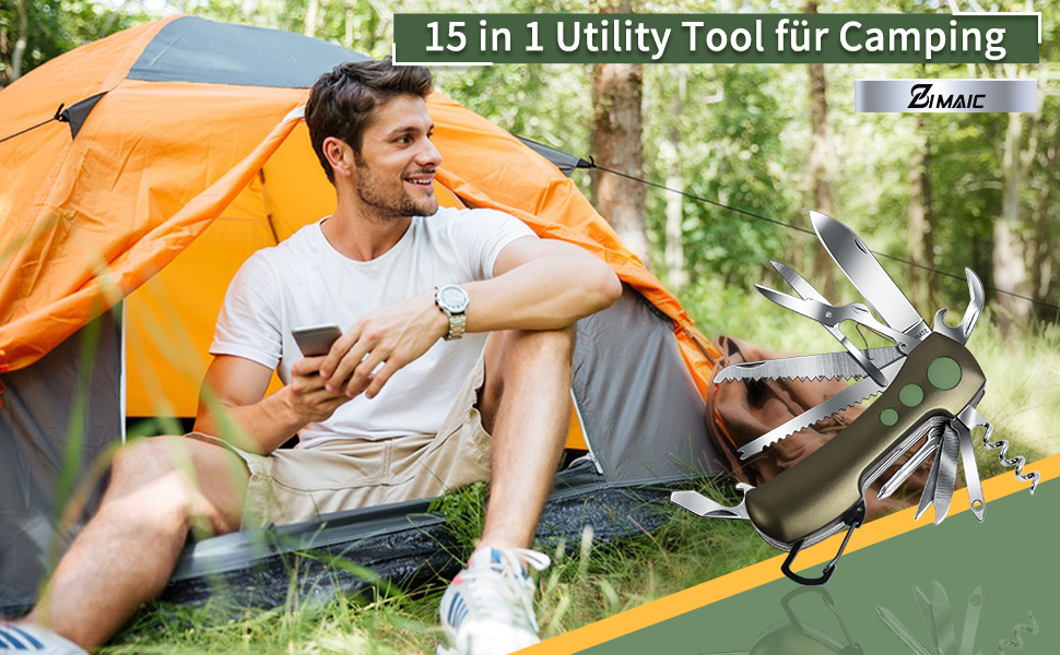 Швейцарський мультитул Victorinox - ніж-мультиінструмент з 15 функціями для кемпінгу та надзвичайних ситуацій (Champagne Green)