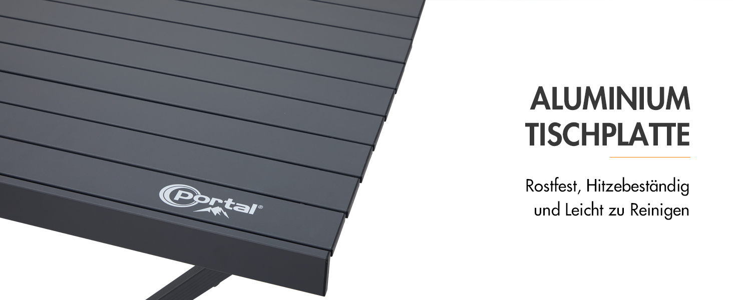 Складний кемпінговий стіл PORTAL алюмінієвий, регульована висота, 108x71 см, чорний - для пікніка, саду, подорожей