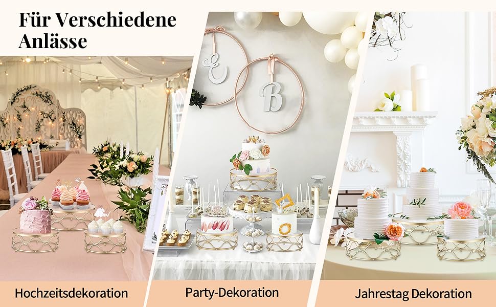 NUPTIO Тортниця кругла: металева підставка для тортів та тістечок 30 см з акриловою платформою для весілля, дня народження, дитячого свята, декорування