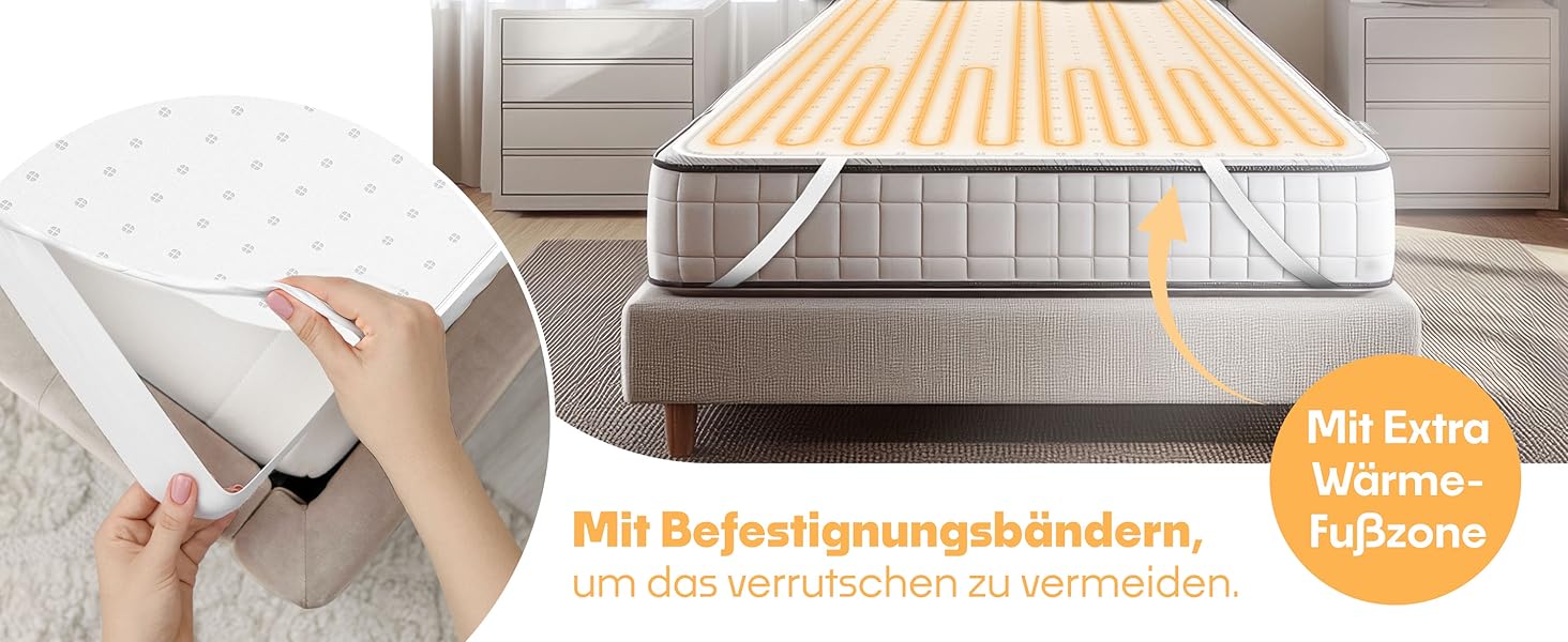 Електрична ковдра KESSER® 150x80 см з автовимкненням та пультом керування | 3 температурні режими | Підігрівальна ковдра для ліжка, матрац, тепла біла ковдра без візерунку