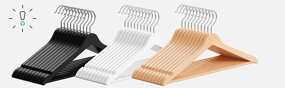 Плечики для одягу OGIVO з дерева, набір 10 шт. – обертовий гачок 360°, витончені вирізи на плечах, натуральне дерево (бук, береза, сосна, верба)