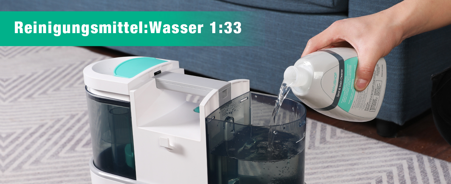 HAUSHOF StainZapper Pro: Пилгопоглинач для миття килимів та м'яких меблів, 450W, 12kPa, об'єм 1.5+0.8L, з миючим засобом та щіткою для швів. Ідеальний для килимів, диванів, м'яких меблів та авто. Модель HH23111