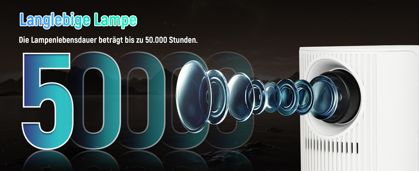 Портативний проєктор Mini Beamer: 4K, 1080p, WiFi 6, Bluetooth 5.4, Auto Keystone, 200 дюймів, сумісний з ноутбуками, смартфонами та TV (Weiß-P6)