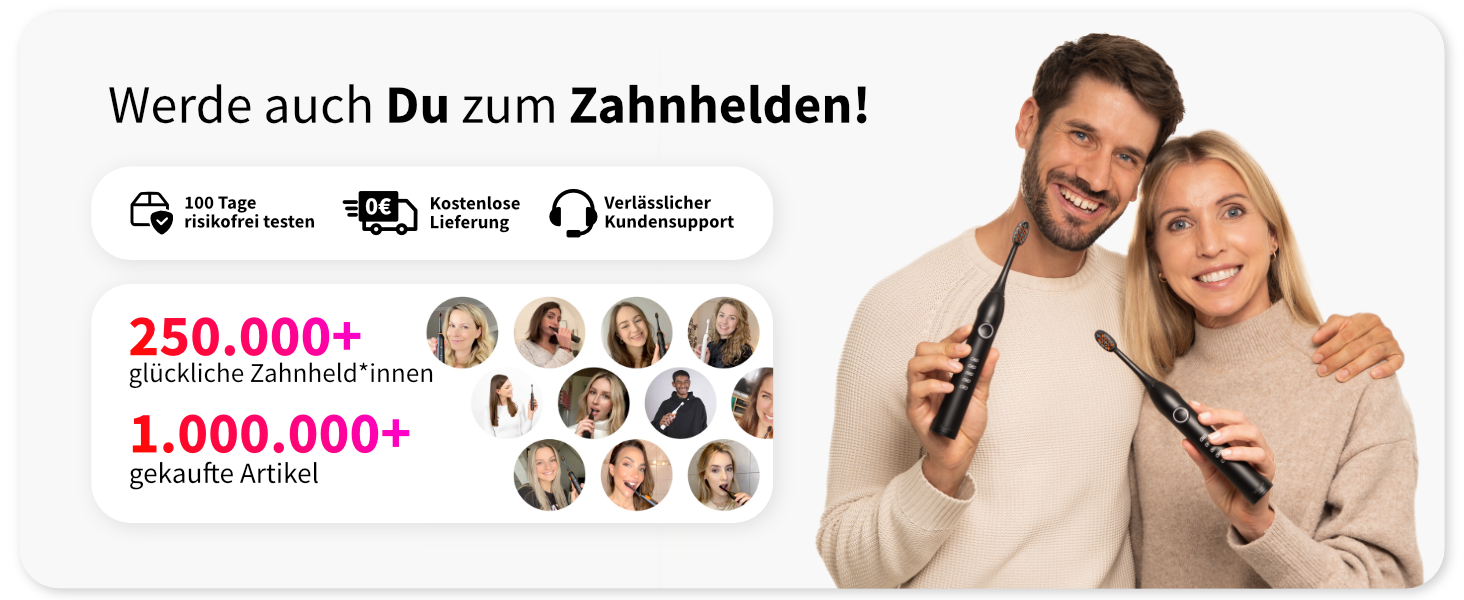 Zahnheld GERO G3 Електрична звукова зубна щітка з кейсом та насадкою | Відбілююча паста Natural White | 5 режимів чищення, тривала робота від акумулятора, чорний колір