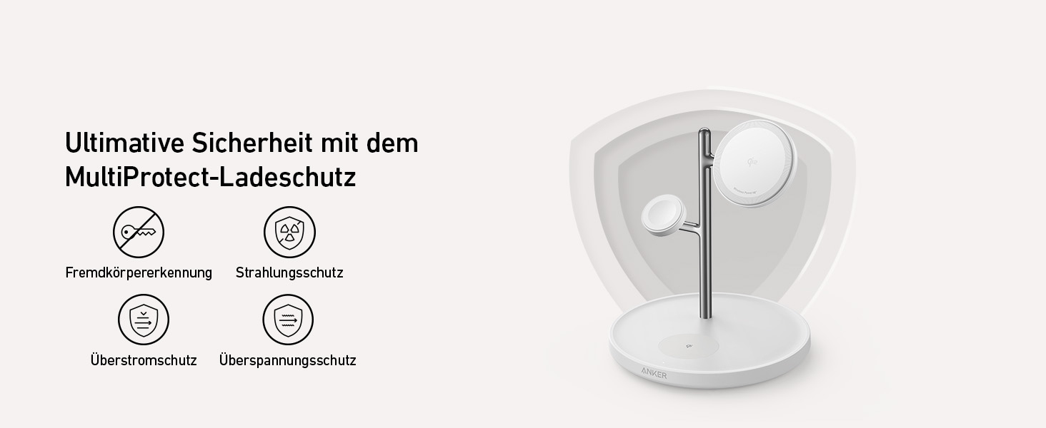 Anker MagGo Зарядна станція 3-в-1 бездротова, 15W, MagSafe, Qi2, для iPhone 16/15/14/13, AirPods Pro, Apple Watch Ultra (з USB-C адаптером та кабелем)