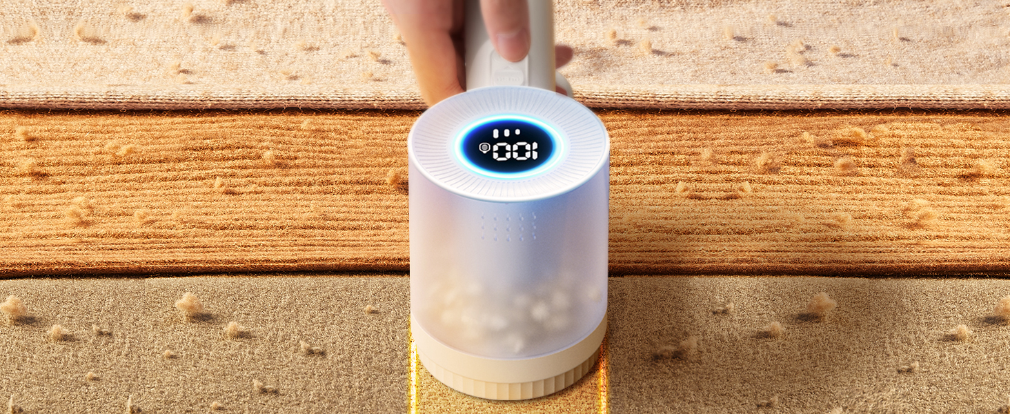 Електричний видальник ворсу 2-в-1 з трьома швидкостями для всіх тканин, з цифровим дисплеєм, 3 леза, USB-C кабель (Білий)