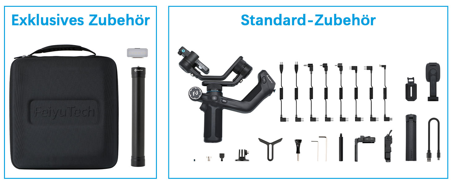 Feiyu SCORP Mini 2 Kit: 3-осьовий стабілізатор для камер та смартфонів (з сумкою, світлом, стіком)