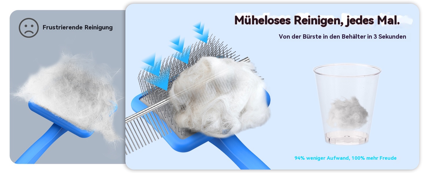 Набір для грумінгу собак великих порід Slicker Bürste: щітка, гребінець для підшерстя та гребінець з нержавіючої сталі. Підходить для собак та котів з підшерстям (голден ретрівер, австралійська вівчарка). Колір: блакитний