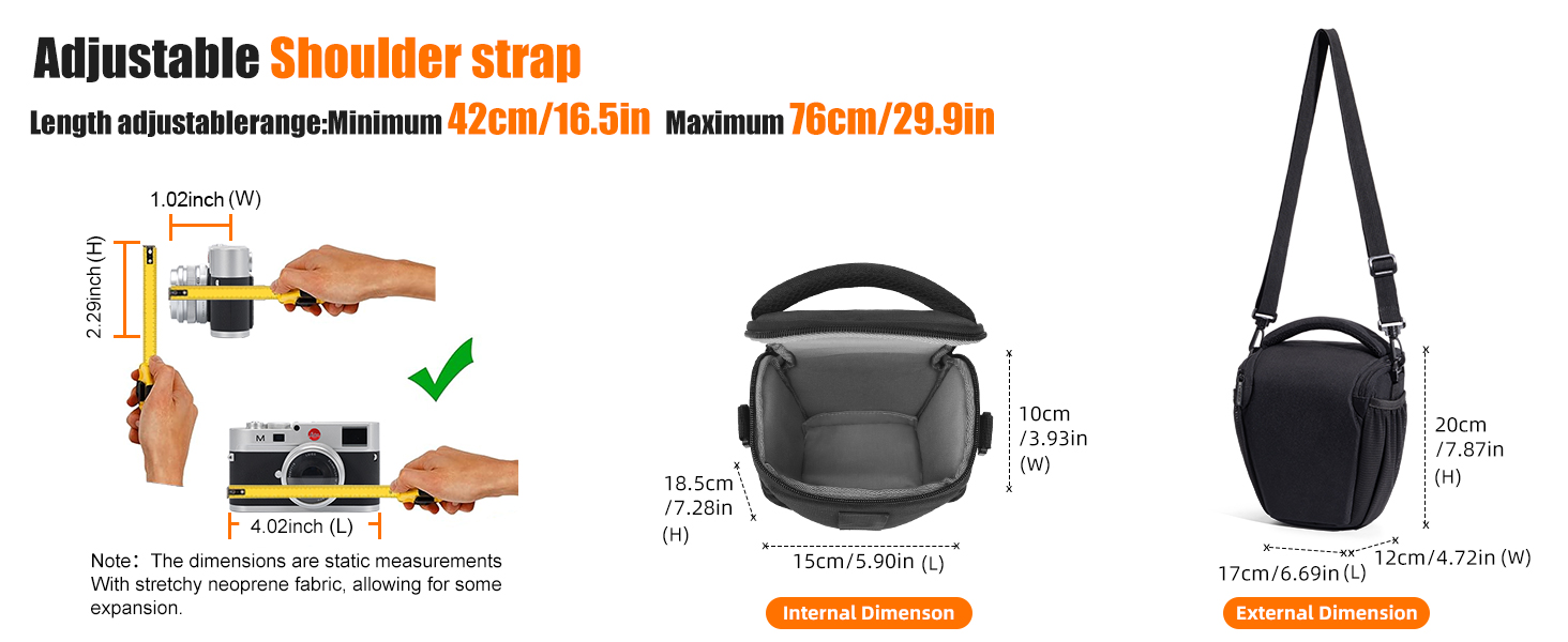 Сумка на плече для камери DSLR/SLR, чорна, сумісна з Nikon, Canon, Sony (водонепроникна)