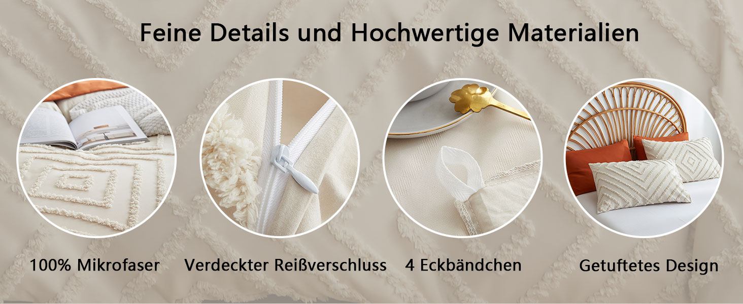 Бежева постільна білизна 220x240 см з ручною вишивкою, комплект. Вінтажний стиль, туфтоване покривало, бохо, шабі-шик. Матеріал: вимита мікрофібра. 1 декор. покривало на 220x240 см, 2 наволочки 80x80 см. Геометричний дизайн.