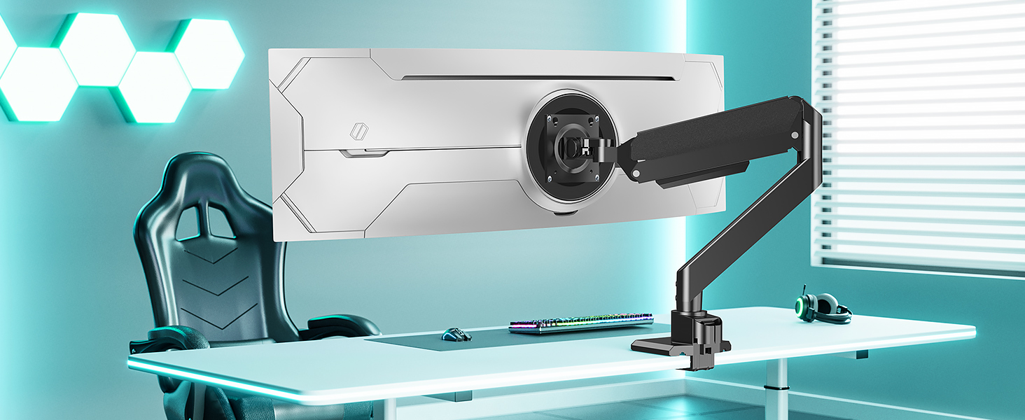 Кріплення для монітора ELIVED EV3227 для моніторів до 49 дюймів, вантажопідйомність до 20 кг, VESA 75/100 мм, газ-амортизатор, регульований нахил, поворот, оберт