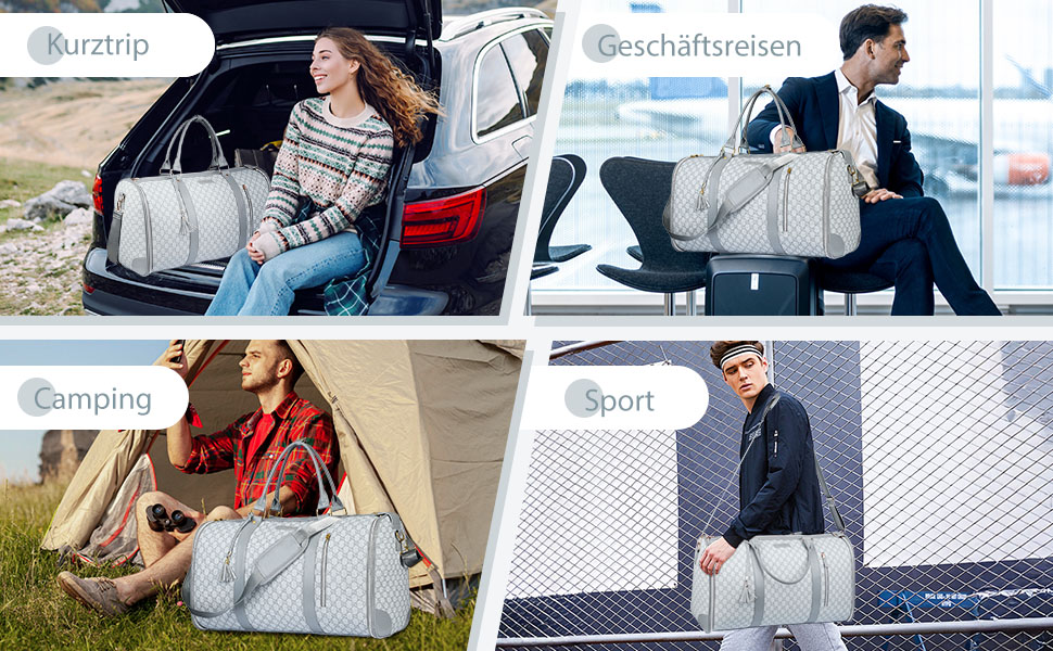 Сумка-трансформер для подорожей 50 л, 2-в-1 з водонепроникним відділенням для взуття та системою проти зминання – ідеальна для ділових поїздок та відпочинку (Сірий)