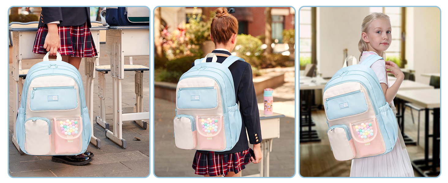 Шкільний рюкзак IvyH для дівчаток-підлітків, 3-в-1 з ланч-боксами та пеналом, чорний