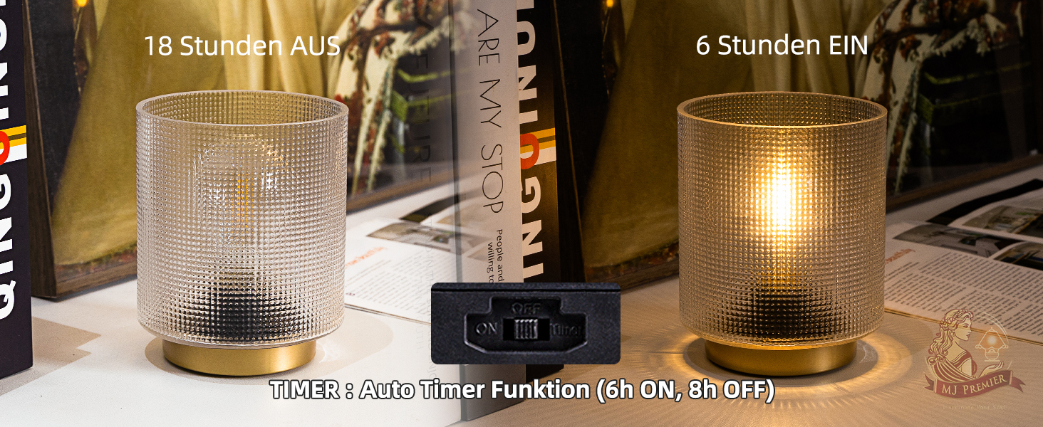 Бездротова настільна лампа з таймером, вінтажний дизайн, скло, LED, для дому та вулиці, сірий колір, розмір L