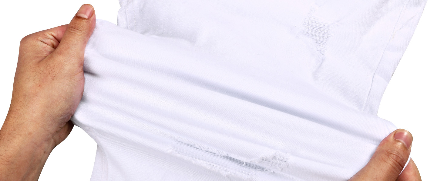 Чоловічі рвані джинси GINGTTO Skinny Stretch Slim Fit (білі, 28W/32L)