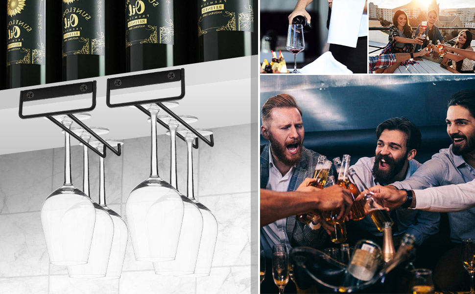 Настінні полиці для келихів MOCOBO (4 шт.), чорні, 30 см - органайзер для кухні