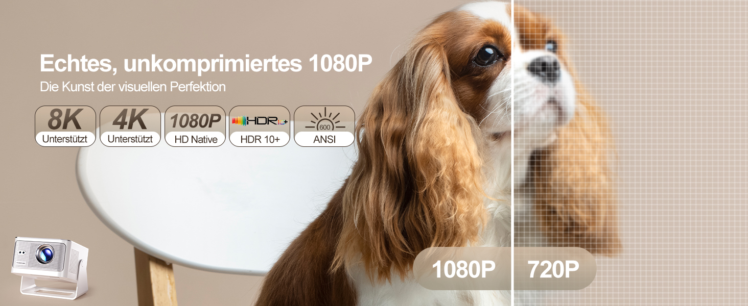 Magcubic Mini Beamer 4K/8K: Портативний проєктор з Android 14, WiFi 6, Bluetooth 5.4, автофокусом та 12W динаміком. Модель HY350MAX