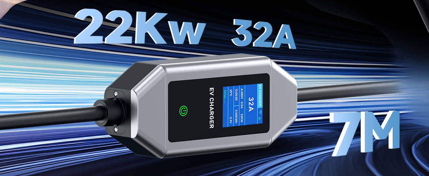 Кабель для зарядки електромобіля Type 2 Schuko 3.68kW 6м, 16A, з цифровим дисплеєм та таймером