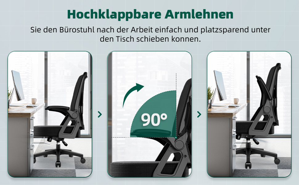 Ергономічне крісло для офісу, чорне: регульована спинка, підлокітники, висота, поворотне, сітчасте, з функцією гойдання до 125°